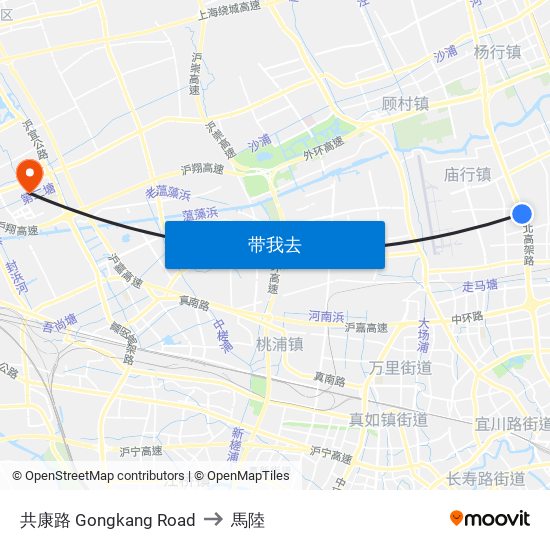 共康路 Gongkang Road to 馬陸 map