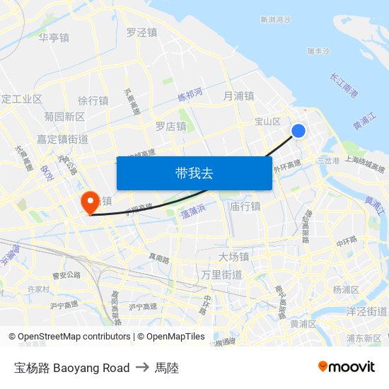 宝杨路 Baoyang Road to 馬陸 map