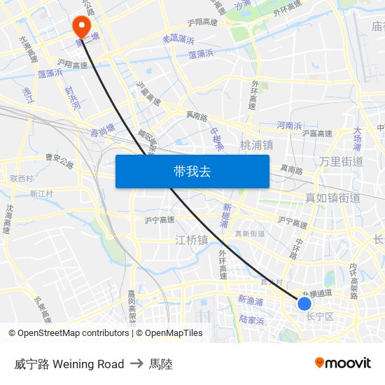 威宁路 Weining Road to 馬陸 map