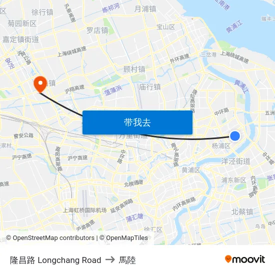 隆昌路 Longchang Road to 馬陸 map
