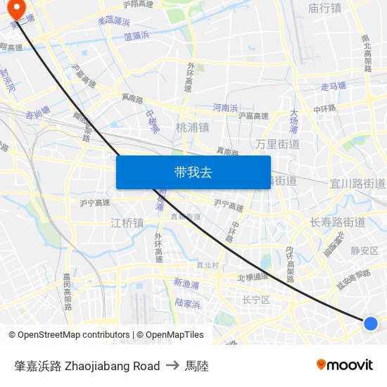 肇嘉浜路 Zhaojiabang Road to 馬陸 map