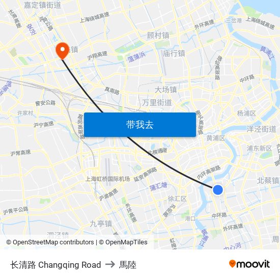 长清路 Changqing Road to 馬陸 map