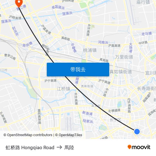 虹桥路 Hongqiao Road to 馬陸 map