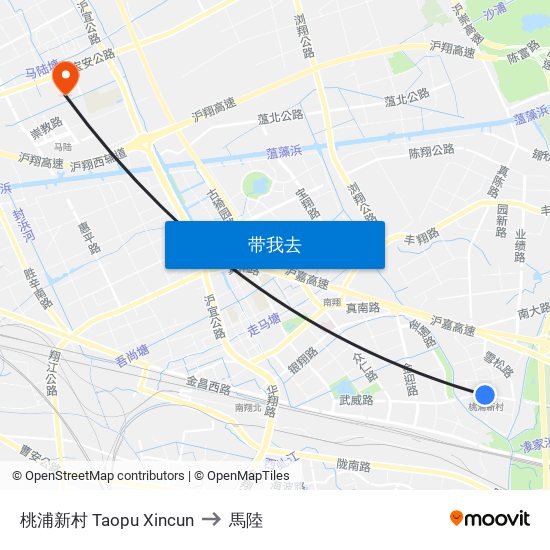 桃浦新村 Taopu Xincun to 馬陸 map