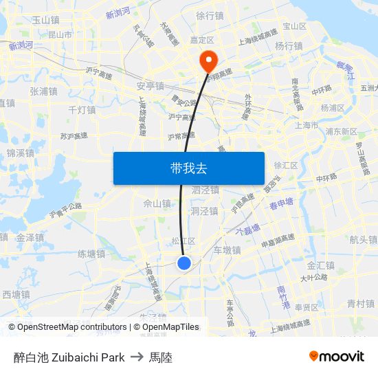 醉白池 Zuibaichi Park to 馬陸 map