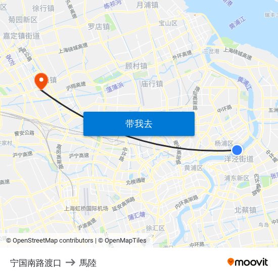 宁国南路渡口 to 馬陸 map