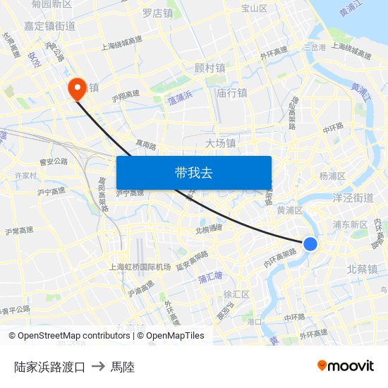 陆家浜路渡口 to 馬陸 map