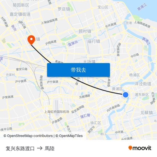 复兴东路渡口 to 馬陸 map