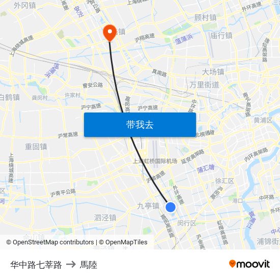 华中路七莘路 to 馬陸 map