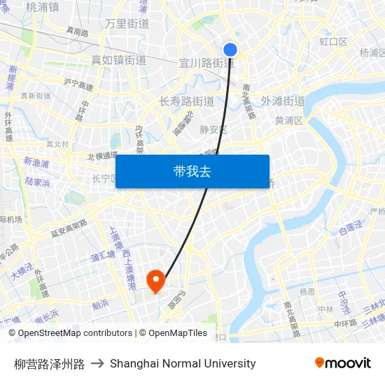 柳营路泽州路 to Shanghai Normal University map