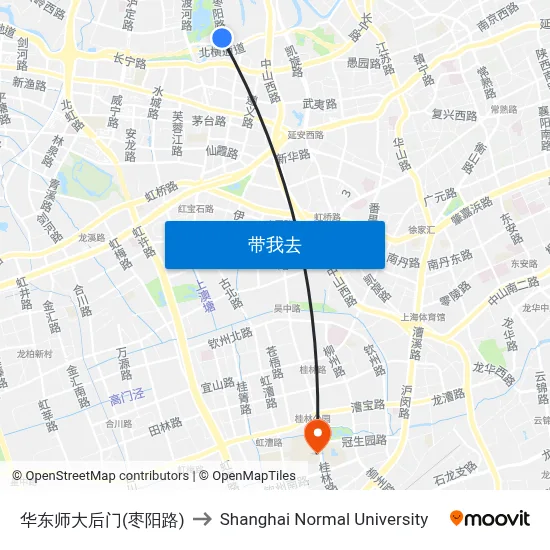 华东师大后门(枣阳路) to Shanghai Normal University map