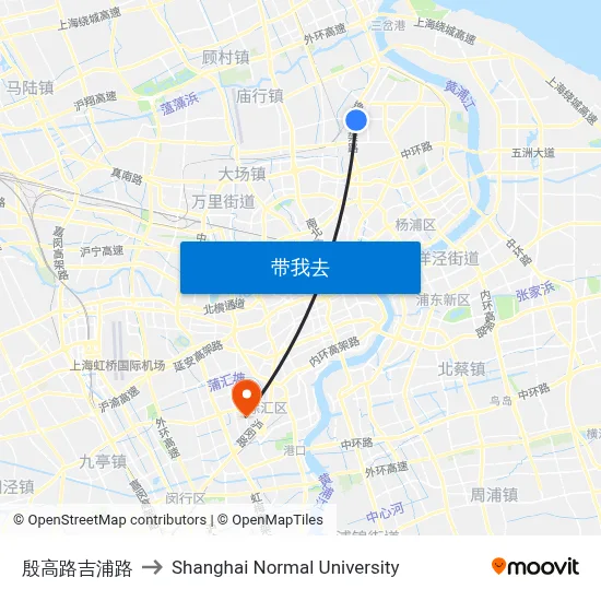 殷高路吉浦路 to Shanghai Normal University map