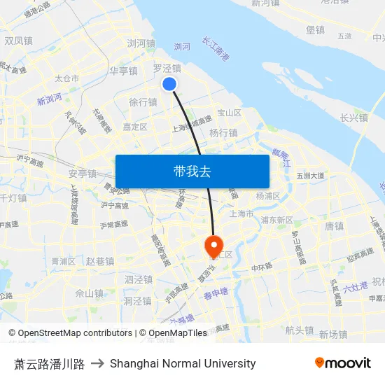 萧云路潘川路 to Shanghai Normal University map