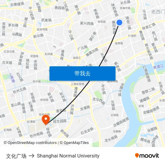 文化广场 to Shanghai Normal University map