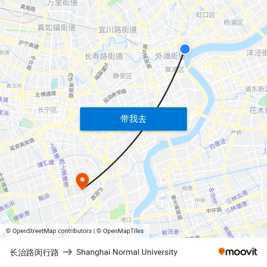 长治路闵行路 to Shanghai Normal University map