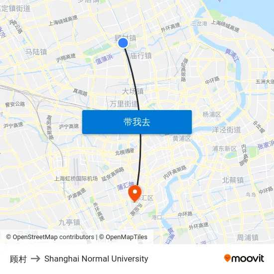 顾村 to Shanghai Normal University map