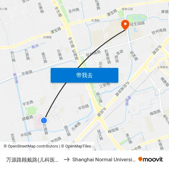 万源路顾戴路(儿科医院) to Shanghai Normal University map