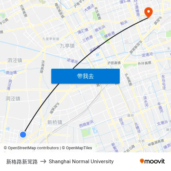 新格路新茸路 to Shanghai Normal University map