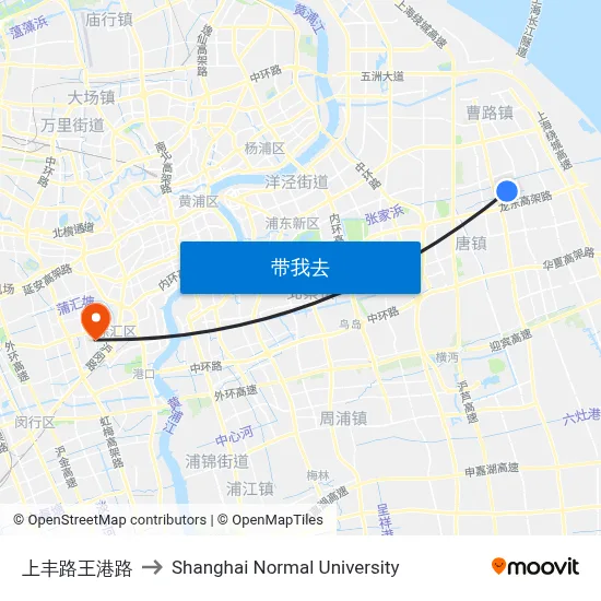 上丰路王港路 to Shanghai Normal University map