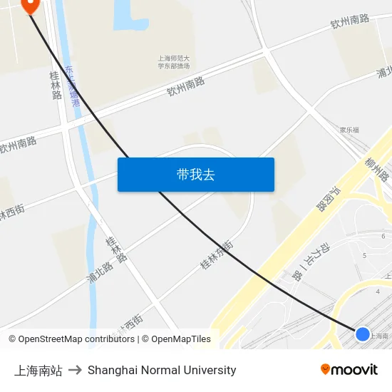 上海南站 to Shanghai Normal University map