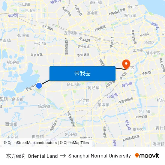 东方绿舟 Oriental Land to Shanghai Normal University map