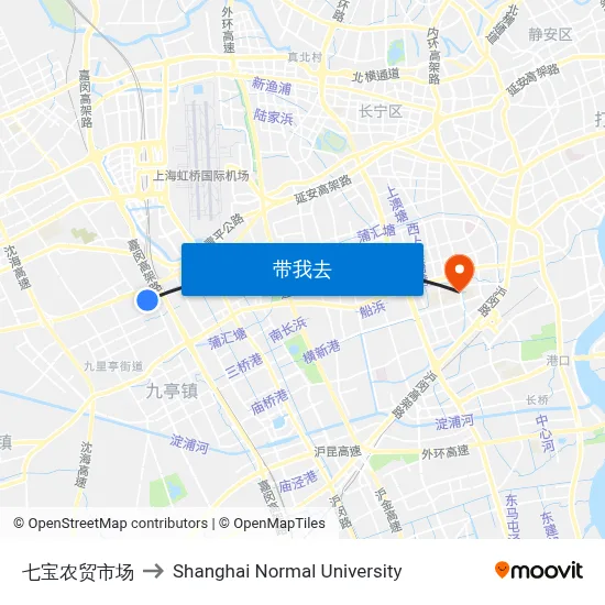 七宝农贸市场 to Shanghai Normal University map