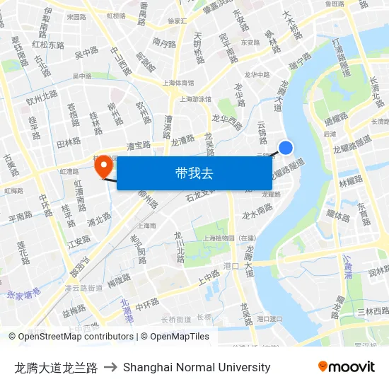 龙腾大道龙兰路 to Shanghai Normal University map