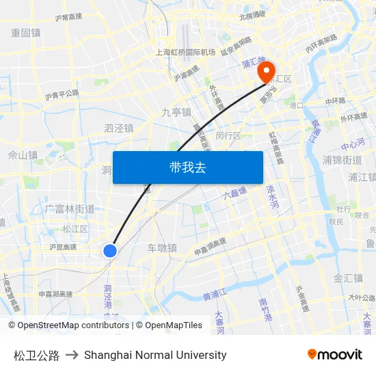 松卫公路 to Shanghai Normal University map