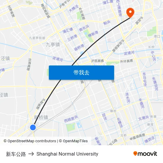 新车公路 to Shanghai Normal University map