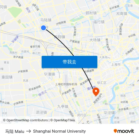 马陆 Malu to Shanghai Normal University map