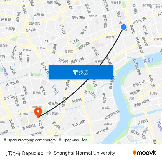 打浦桥 Dapuqiao to Shanghai Normal University map