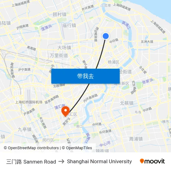 三门路 Sanmen Road to Shanghai Normal University map