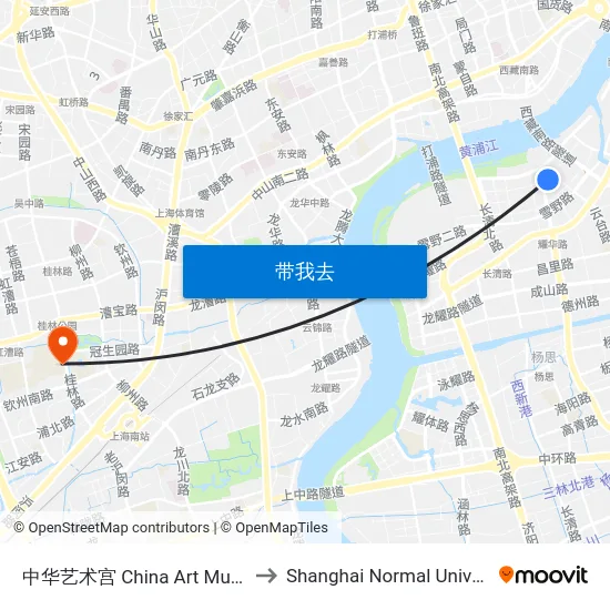 中华艺术宫 China Art Museum to Shanghai Normal University map