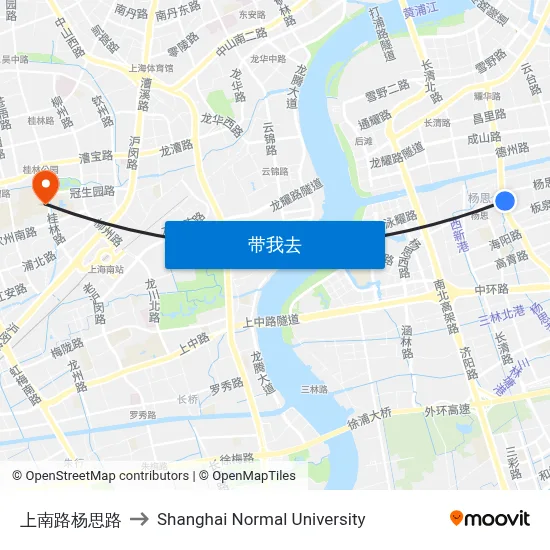 上南路杨思路 to Shanghai Normal University map