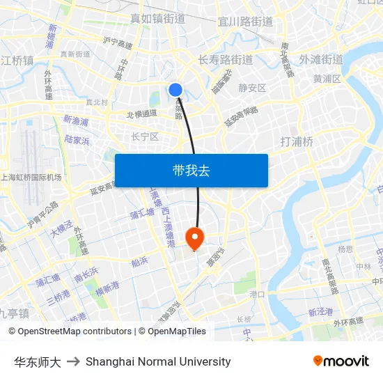 华东师大 to Shanghai Normal University map