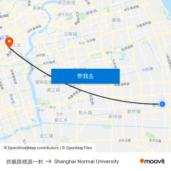 拱极路桃源一村 to Shanghai Normal University map