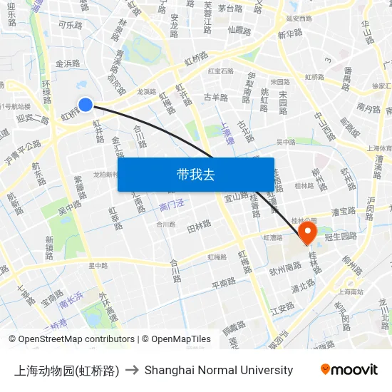 上海动物园(虹桥路) to Shanghai Normal University map