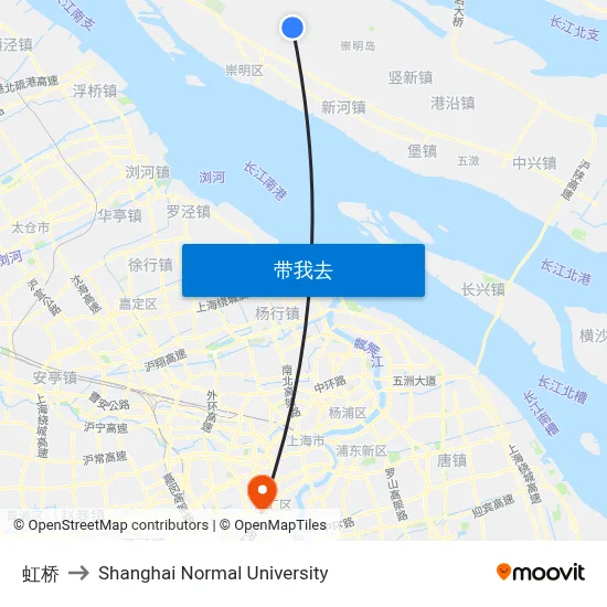 虹桥 to Shanghai Normal University map