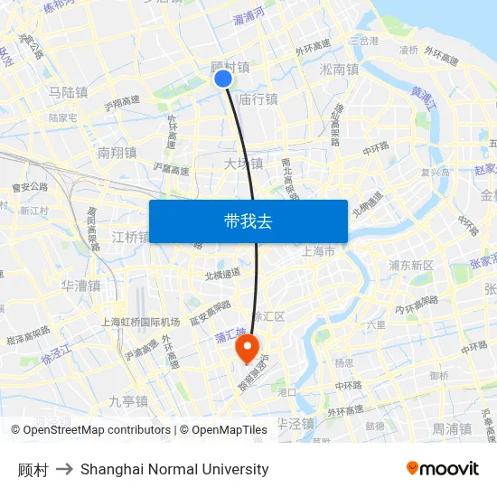 顾村 to Shanghai Normal University map