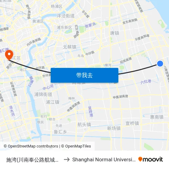 施湾(川南奉公路航城路) to Shanghai Normal University map