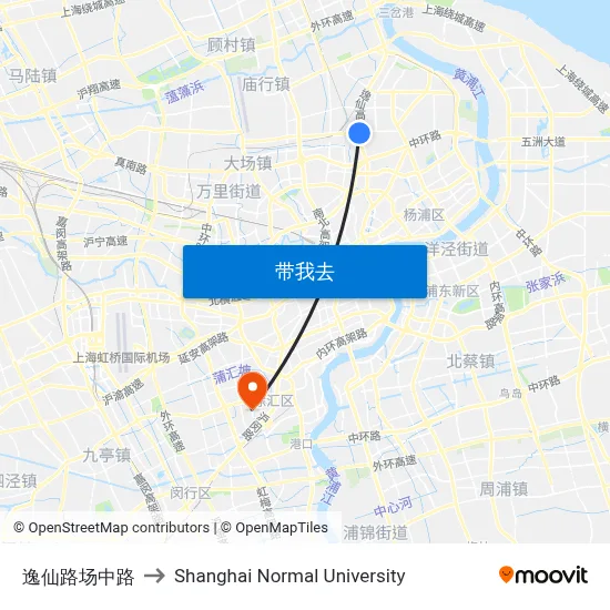 逸仙路场中路 to Shanghai Normal University map