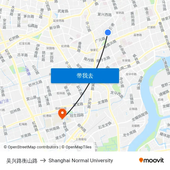 吴兴路衡山路 to Shanghai Normal University map