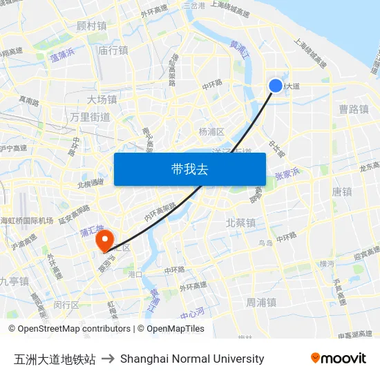 五洲大道地铁站 to Shanghai Normal University map