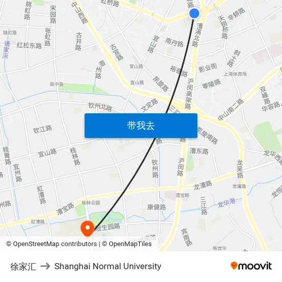 徐家汇 to Shanghai Normal University map