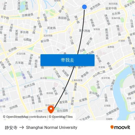 静安寺 to Shanghai Normal University map