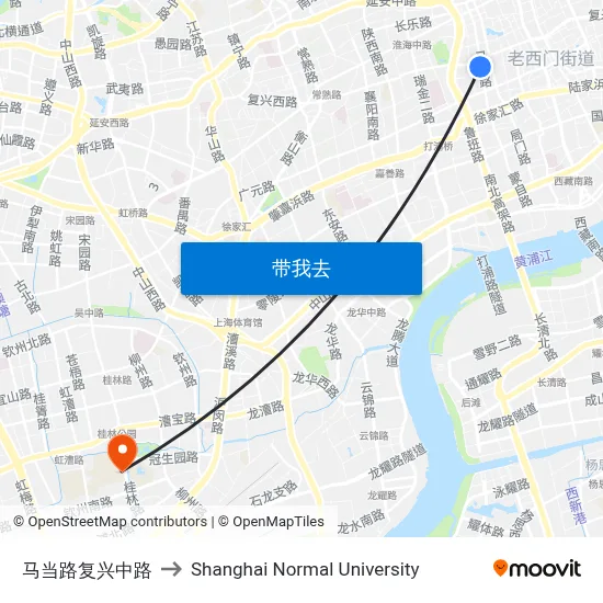 马当路复兴中路 to Shanghai Normal University map