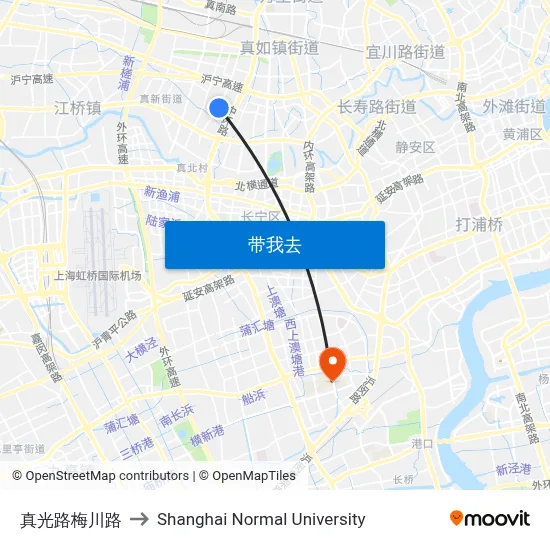 真光路梅川路 to Shanghai Normal University map