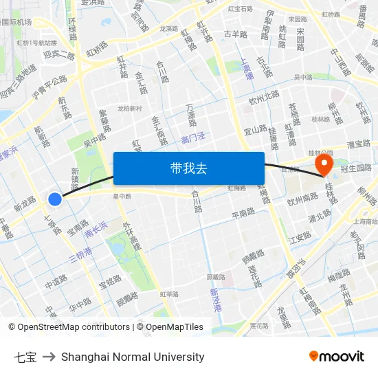 七宝 to Shanghai Normal University map