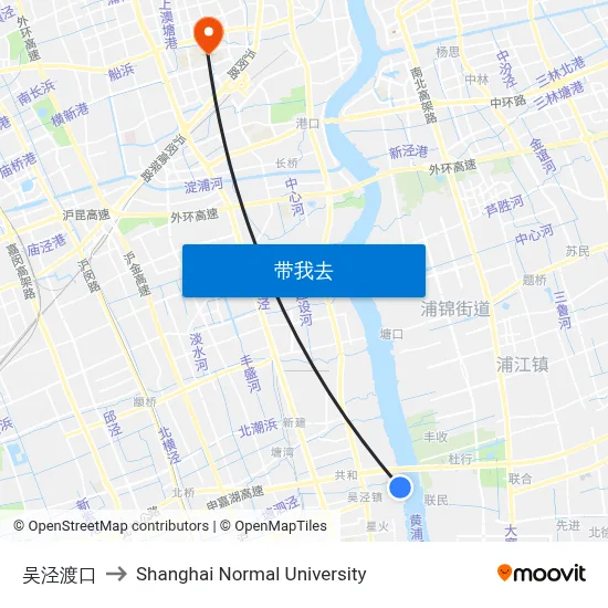 吴泾渡口 to Shanghai Normal University map