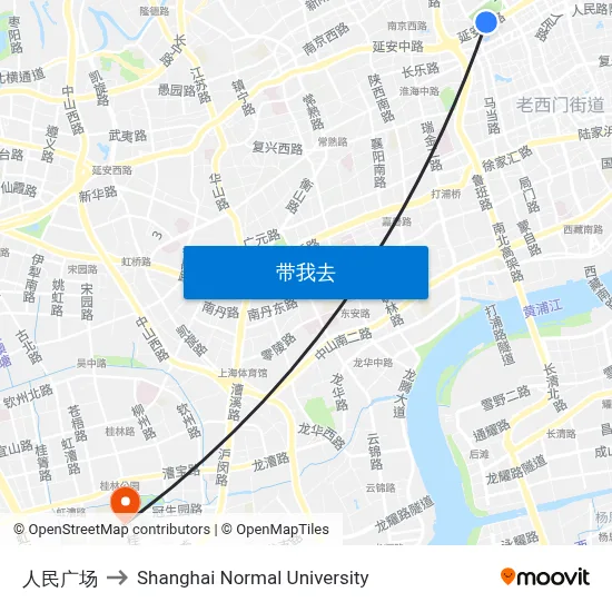 人民广场 to Shanghai Normal University map